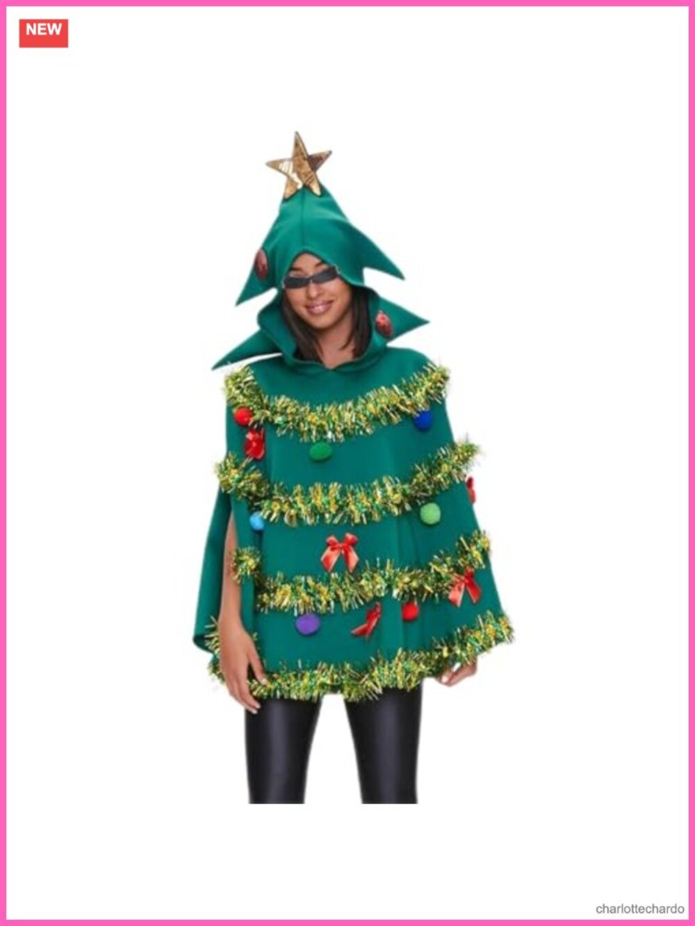 Christmas Tree Hooded Cape Costume Polyester Cosplay Party Robe
